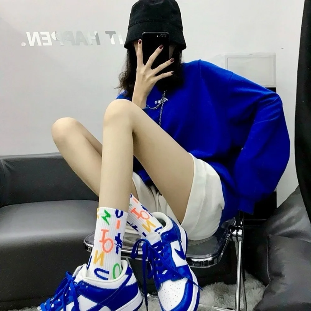 Multicolor Logo Monogram Crew Socks White